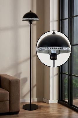 Luna Luxury Serisi Siyah Metal Lambader Beyaz Grek Motifli (Retro Tasarım) - MARRIEN