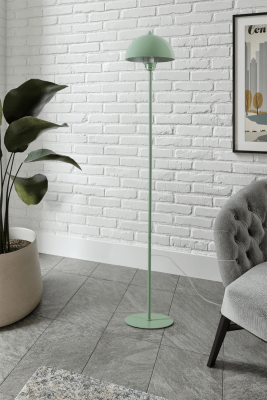 Luna Mint Yeşili Retro Mantar Başlıklı Metal Lambader 145 cm - Su Yeşili Dekoratif Köşe Lambası - MARRIEN