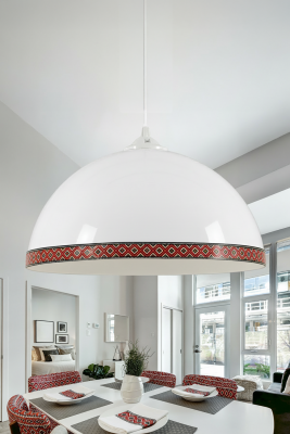 Luna Rug Tekli Beyaz Metal Sarkıt (30 cm) | Salon, Mutfak & Cafe için Dekoratif Avize - MARRIEN