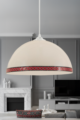 Luna Rug Tekli Krem Metal Sarkıt (30 cm) | Salon, Mutfak & Cafe için Dekoratif Avize - MARRIEN