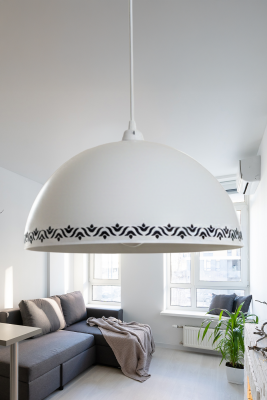 Luna Tulip Tekli Beyaz Metal Sarkıt (30 cm) | Salon, Mutfak & Cafe için Dekoratif Avize - MARRIEN