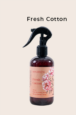 MARRIEN Fresh Cotton Oda ve Çamaşır Spreyi 250 ml- Kalıcı ve Dekoratif | Temizlik ve Ferahlık Kokusu - MARRIEN