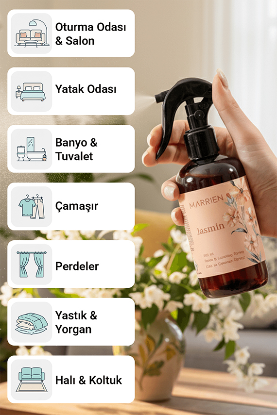 MARRIEN Jasmin Oda ve Çamaşır Spreyi 250 ml- Kalıcı ve Dekoratif | Çiçeksi & Ferah Notalar - 3