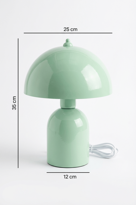 Luna Retro Tasarım Mint Yeşili Metal Gövdeli Abajur 25 cm - Su Yeşili Dekoratif Masa Lambası - 2