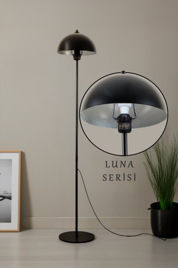 Marrien Luna Tek Ayaklı Siyah Metal Lambader 25cm - 1