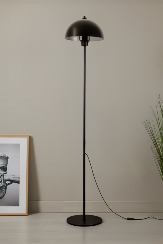 Marrien Luna Tek Ayaklı Siyah Metal Lambader 25cm - 2