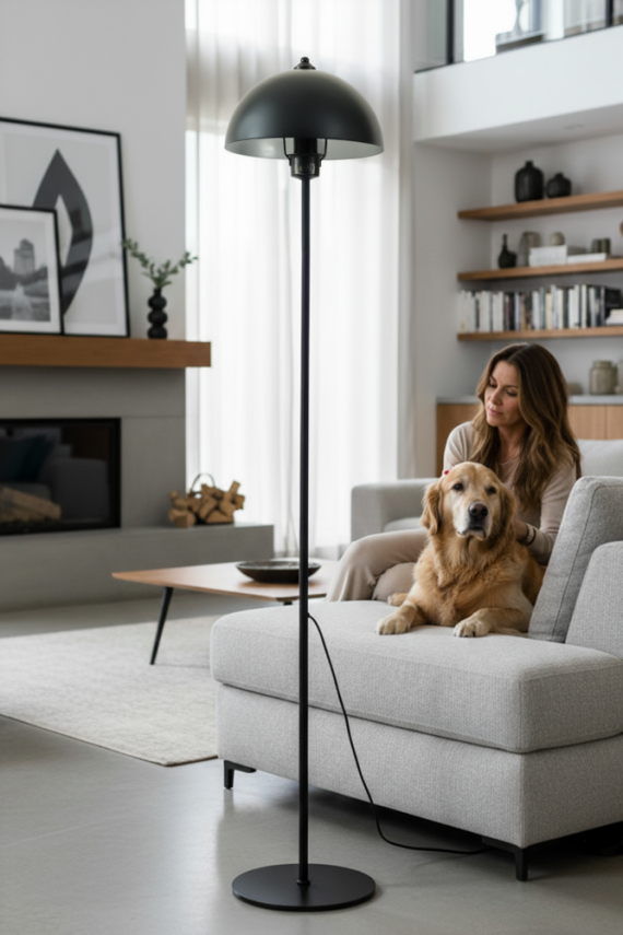 Marrien Luna Tek Ayaklı Siyah Metal Lambader 25cm - 4