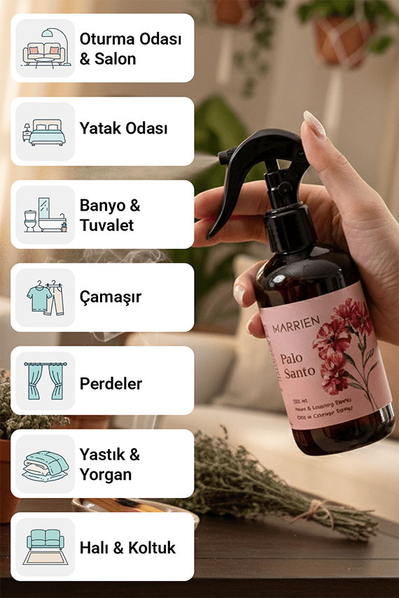 MARRIEN Palo Santo Oda ve Çamaşır Spreyi 250 ml- Kalıcı ve Dekoratif | Tütsü Etkili Formül - 3