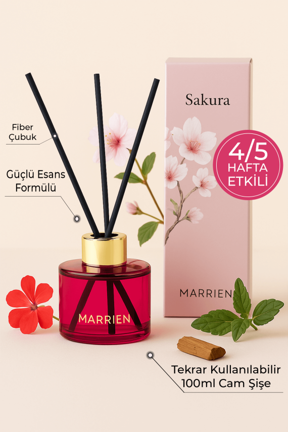 MARRIEN Sakura Çubuklu Oda Kokusu 100 ml | Kiraz - 2