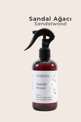 MARRIEN Sandalwood Oda ve Çamaşır Spreyi 250 ml- Kalıcı ve Dekoratif | Odunsu & Baharatlı Notalar - MARRIEN