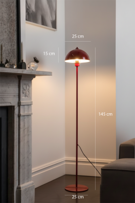 Luna Tek Ayaklı Bordo Modern Metal Lambader | Oturma Odası & Yatak Odası & Salon Lambası - 3