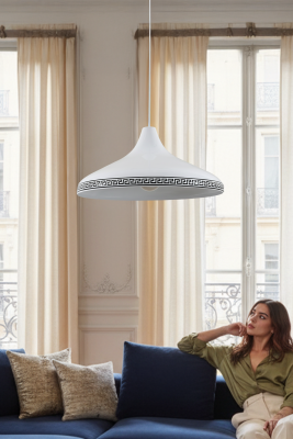 Nova Luxury Modern Tekli Beyaz Metal Sarkıt (35 cm) | Salon, Mutfak & Cafe için Dekoratif Avize - MARRIEN